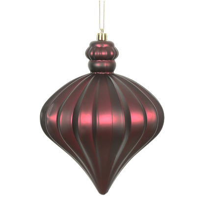 Vickerman 6" Wine Matte Onion Drop Christmas Ornament 4 per Bag