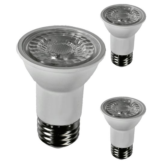 Damar PAR16 LED Long Neck Flood Light Bulb 6.5W 500 Lumen E26 Medium Base 3000K Soft White Ideal for Track & Recessed Spot Light Bulbs 120V CRI80 38° Beam Angle Dimmable White Finish Pack of 3