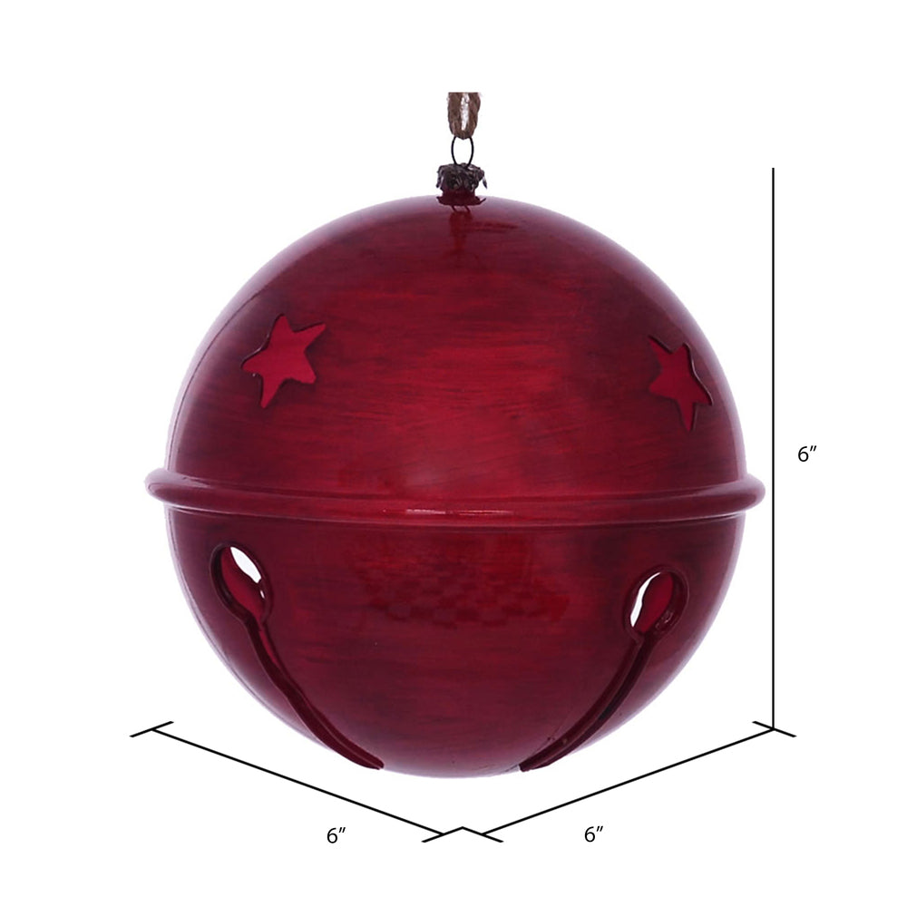 Vickerman 6" Red Wood Grain Bell Christmas Ornament Pack of 2