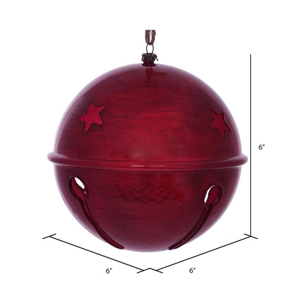 Vickerman 6" Red Wood Grain Bell Christmas Ornament Pack of 2