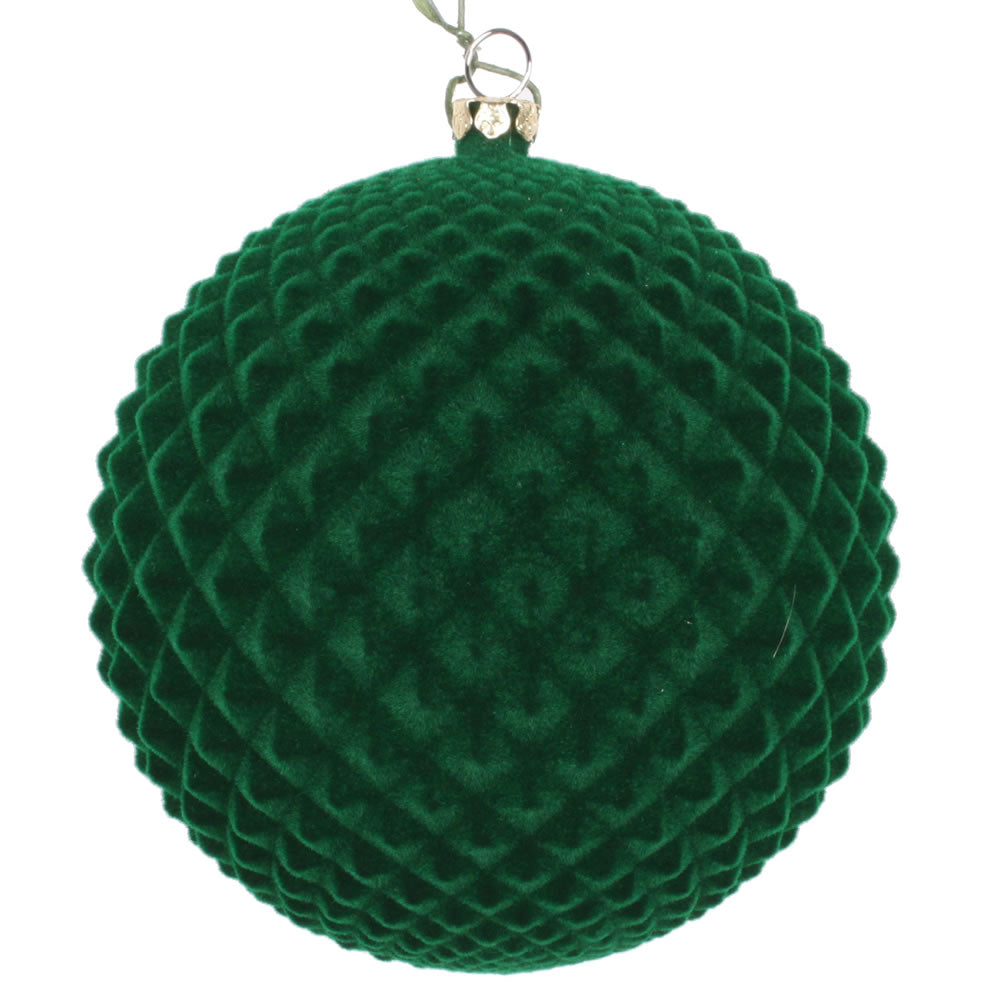 Vickerman 4" Moss Green Flocked Durian Ball Ornament 3 per Bag
