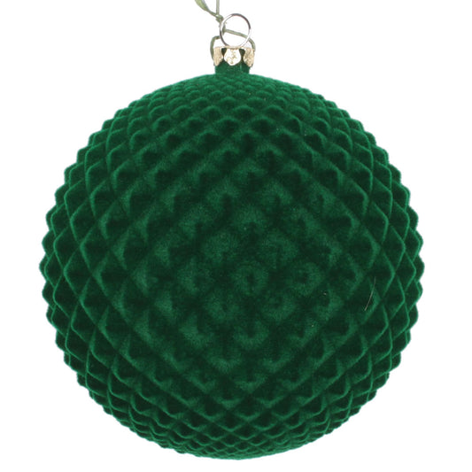 Vickerman 4" Moss Green Flocked Durian Ball Ornament 3 per Bag