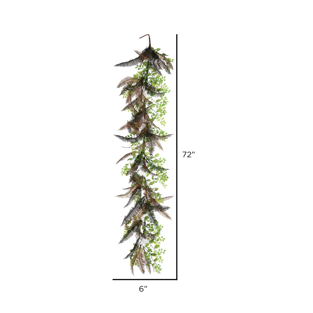 Vickerman 72" Artificial Green Fern Cotton Garland.