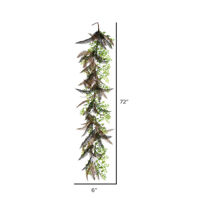 Vickerman 72" Artificial Green Fern Cotton Garland.