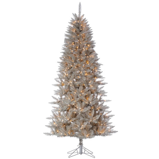 Vickerman 9' x 52" Platinum Fir Artificial Christmas Pencil Tree Warm White Dura-Lit® LED Lights