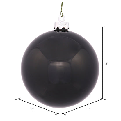Vickerman 12" Black Shiny Ball Ornament