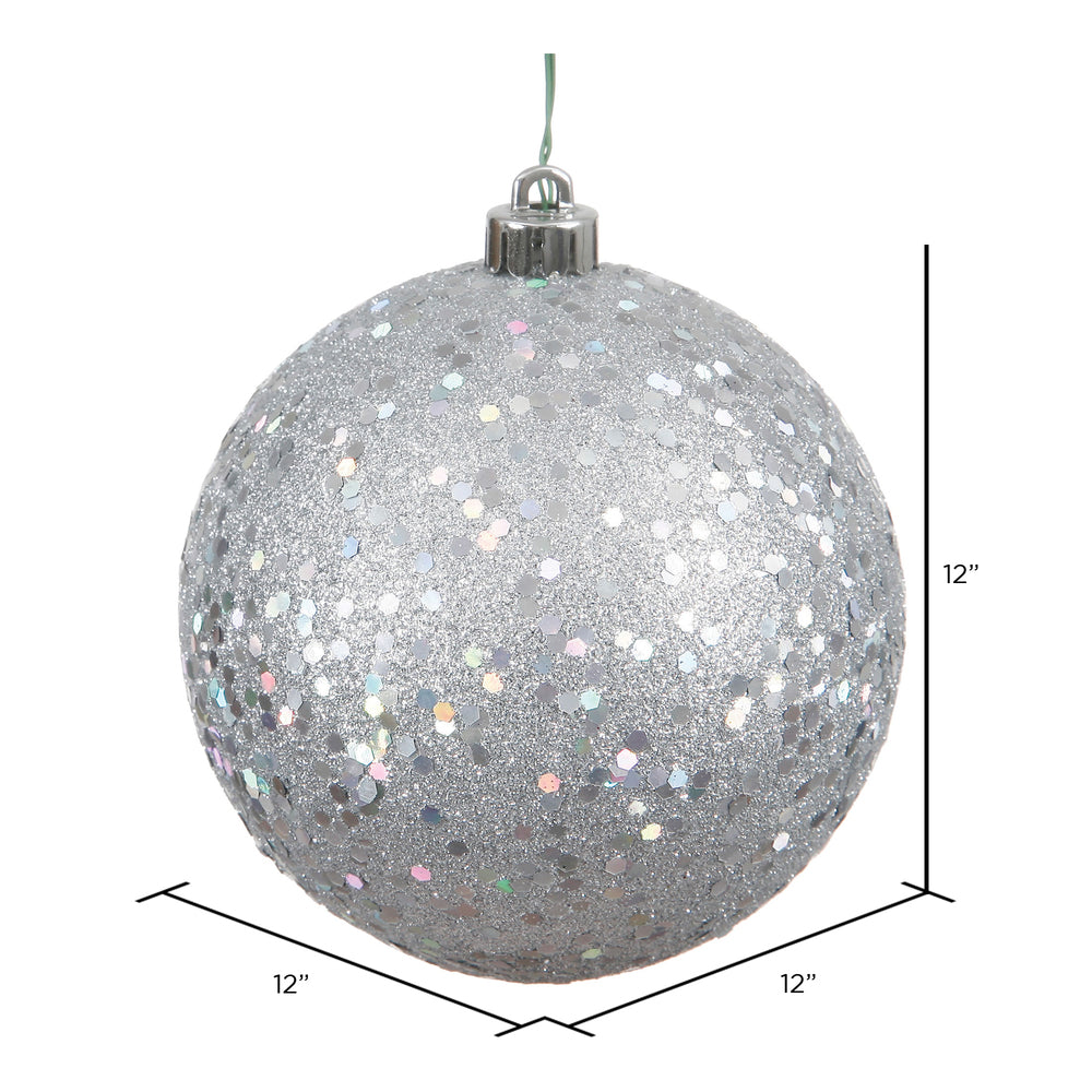 Vickerman 12" Silver Sequin Ball Ornament