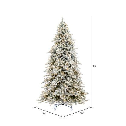 Vickerman 7.5' x 59" Flocked Bavarian Pine Artificial Pre-Lit Christmas Tree Warm White Lights.