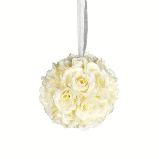 Vickerman 6" Artificial White Rose Ball Pack of 2