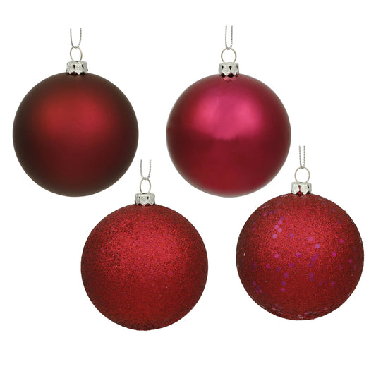 Vickerman 10" Wine 4-Finish Ball Ornament Assortment 4 per Bag