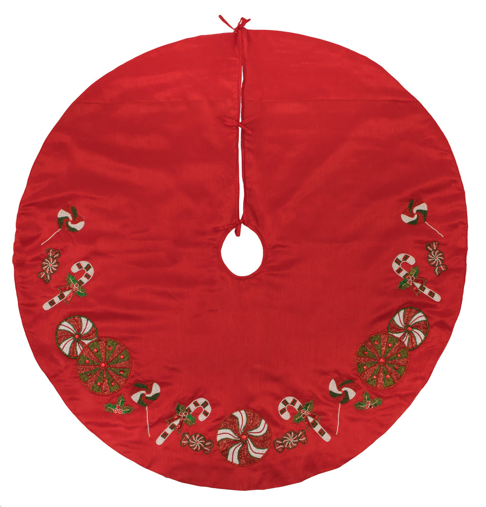 Vickerman 52" Red Beaded Candy Cane Christmas Tree skirt