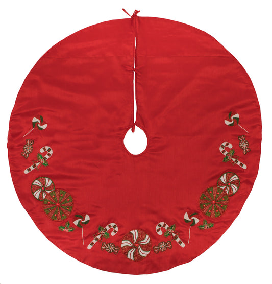 Vickerman 52" Red Beaded Candy Cane Christmas Tree skirt
