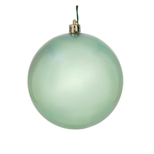 Vickerman 4" Frosty Mint Candy Ball Ornament 6 per Bag