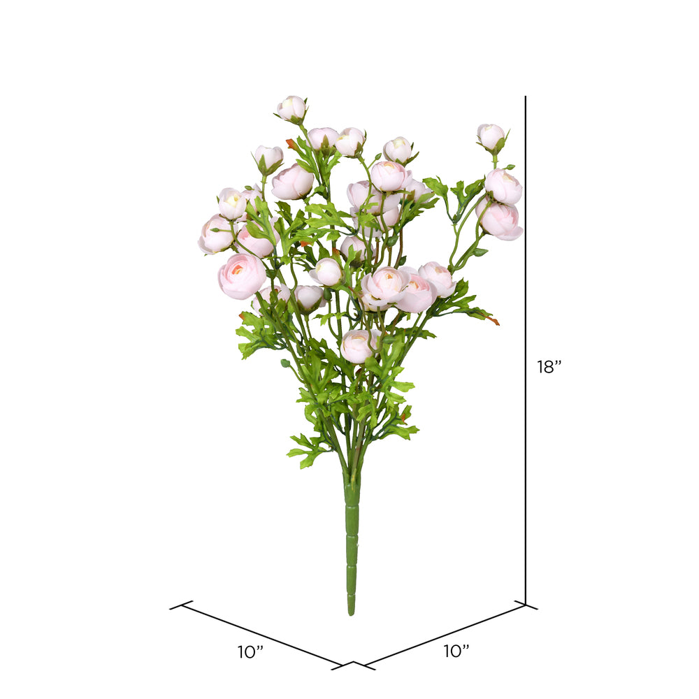 Vickerman 18" Artificial Pink/Yellow Ranunculus Bush.