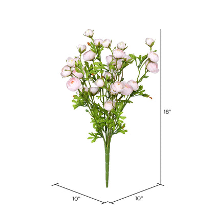 Vickerman 18" Artificial Pink/Yellow Ranunculus Bush.