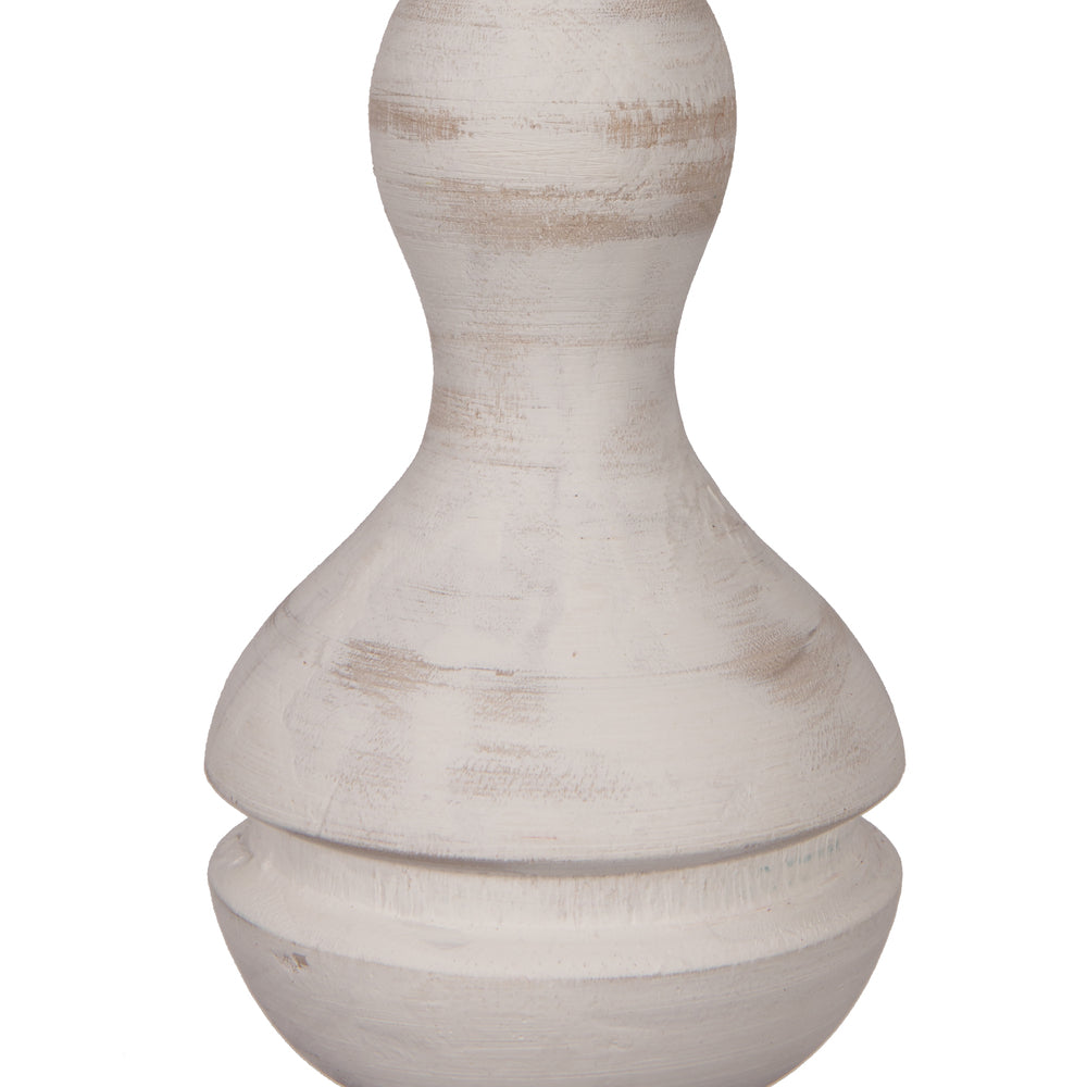 Vickerman 15" White Washed Turned Wood Finial Ornament 2 per bag.