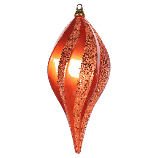 Vickerman 8'' Orange Glitter Swirl Drop Christmas Ornament