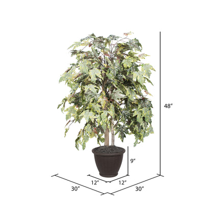 Vickerman 4' Artificial Frosted Maple Bush Rattan Basket.
