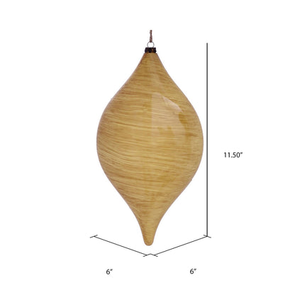 Vickerman 11.5" Tan Wood Grain Drop Christmas Ornament Pack of 2