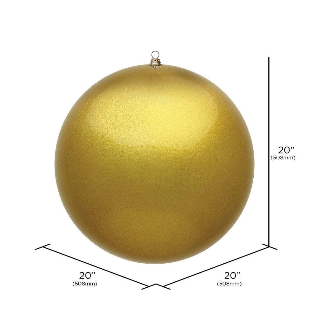 Vickerman 20" Giant Gold Ornament. Made with shatterproof plastic which is resistant to Breaking.