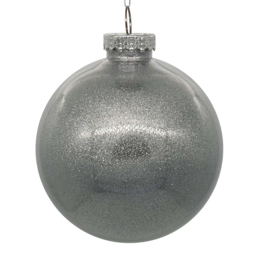 Vickerman 6" Clear Ball Christmas Ornament with Silver Glitter Interior 4 Pieces per bag