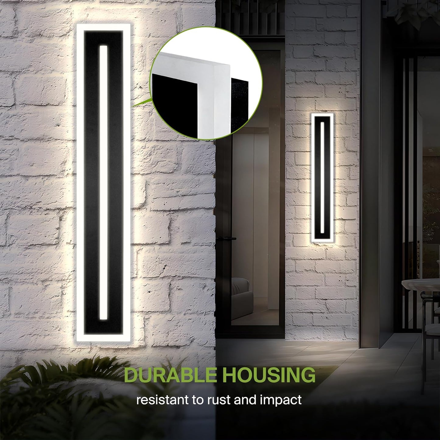 ASD Lighting LED Outdoor Wall Sconce with Center Light 36" 30W 120-277V CCT Selectable 3000/4000/5000K Dimmable Black ETL