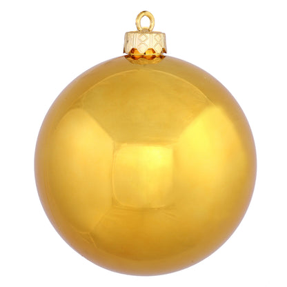 Vickerman 4" Antique Gold Shiny Ball Ornament 6 per Bag