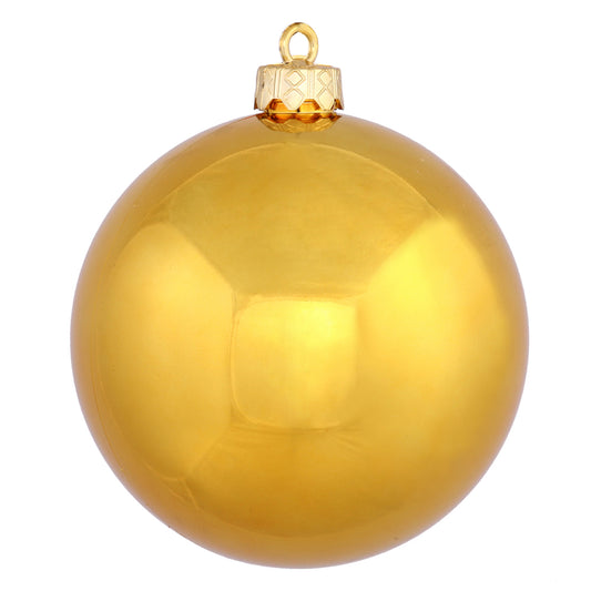 Vickerman 4" Antique Gold Shiny Ball Ornament 6 per Bag