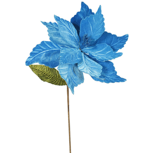 Vickerman 22" Turquoise Poinsettia Artificial Christmas Flower 6 per Bag