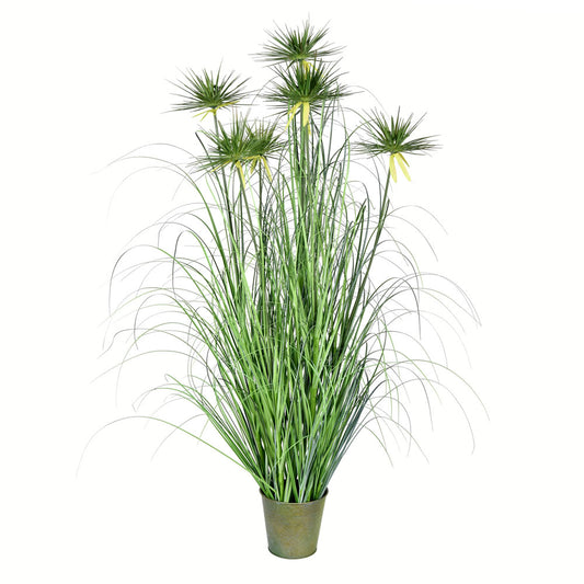 Vickerman 48" Artificial Potted Green Grass and Cyperus Heads.