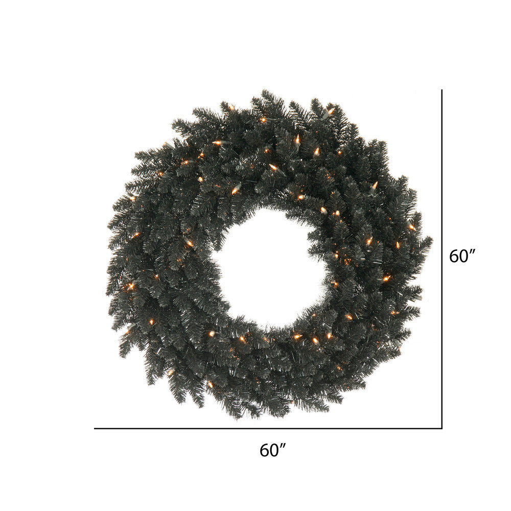 Vickerman 60" Black Fir Artificial Christmas Wreath Warm White Dura-Lit LED lights.