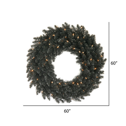 Vickerman 60" Black Fir Artificial Christmas Wreath Warm White Dura-Lit LED lights.