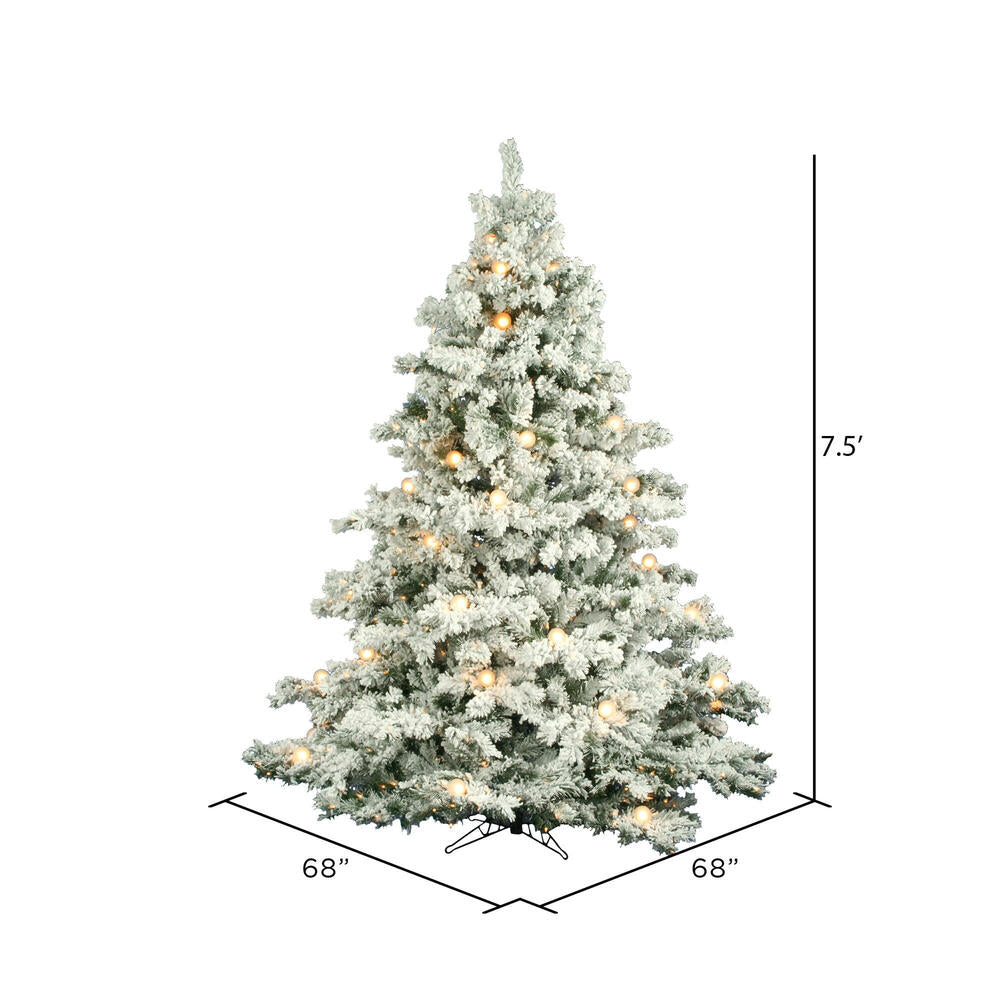 Vickerman 7.5' Flocked Alaskan Pine Artificial Christmas Tree Clear Dura-Lit lights