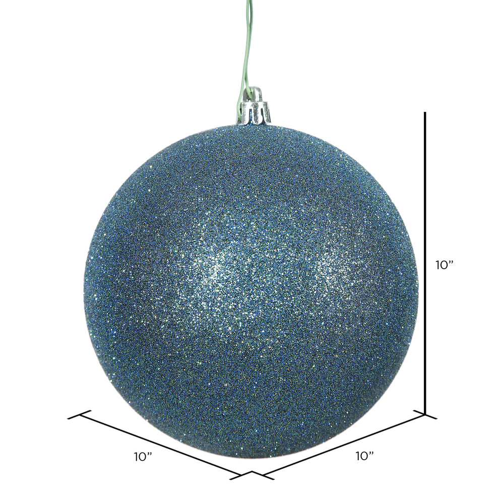 Vickerman 10" Sea Blue Glitter Ball Ornament.