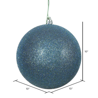 Vickerman 10" Sea Blue Glitter Ball Ornament.