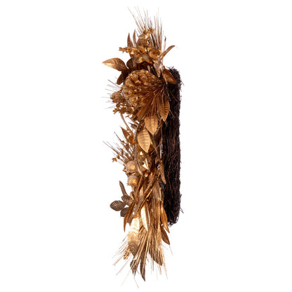 Vickerman 24" Artificial Gold Pinecone Needle Berry Christmas Wreath Unlit