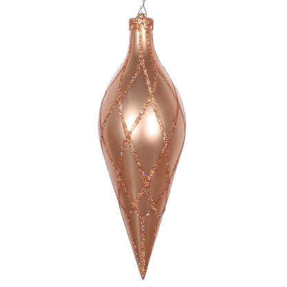 Vickerman 12" Rose Gold Candy Finish Finial Ornament with Glitter Accents