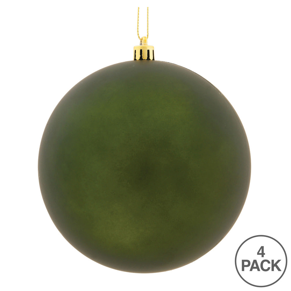 Vickerman 4.75" Moss Green Matte Ball Ornament 4 per Bag