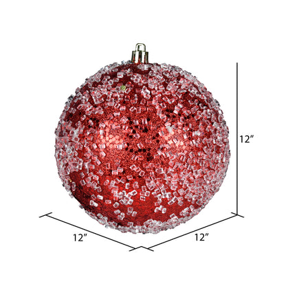 Vickerman 12" Red Glitter Hail Ball Ornament