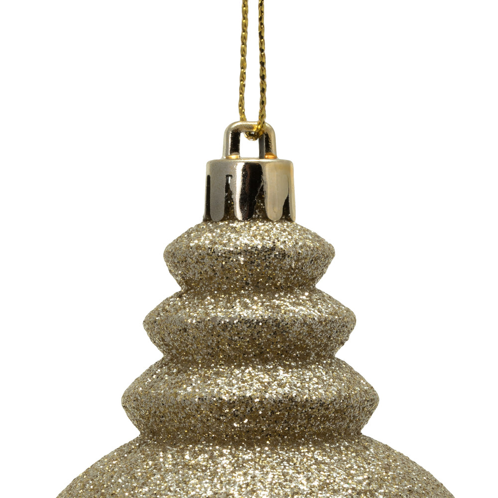 Vickerman 7" Champagne 4-Finish Finial Ornament 8 per Box