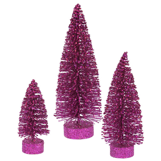 Vickerman 5"/7"/9" Magenta Glitter Oval Artificial Christmas Tree Unlit