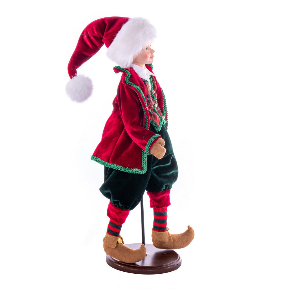 Vickerman 18" Red Plaid Fairy Boy with Stand.