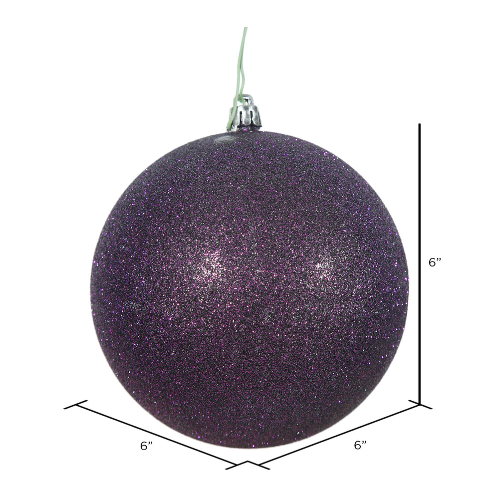 Vickerman 6" Plum Glitter Ball Ornament 4 per Bag