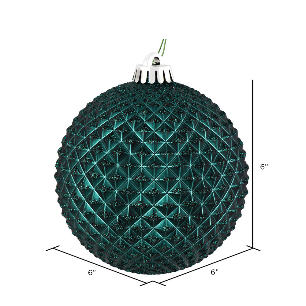 Vickerman 6" Sea Blue Durian Glitter Ball Ornament 4 per Bag