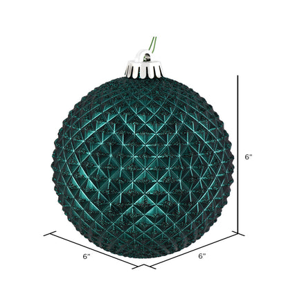 Vickerman 6" Sea Blue Durian Glitter Ball Ornament 4 per Bag