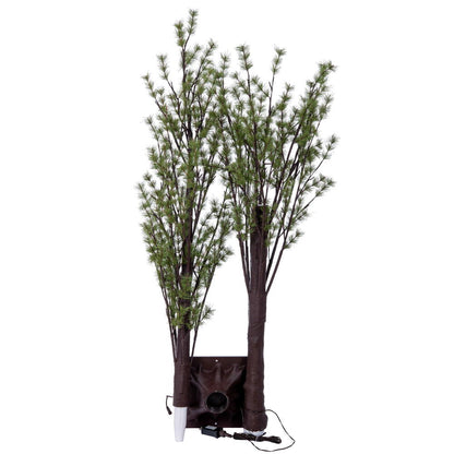 Vickerman 7' Green Mini Pine Twig Tree Warm White 3mm Wide Angle LED lights.