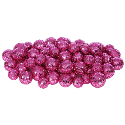 Vickerman 20MM/25MM/30MM Magenta Glitter Polystyrene Ball Christmas Ornament 72 per Bag