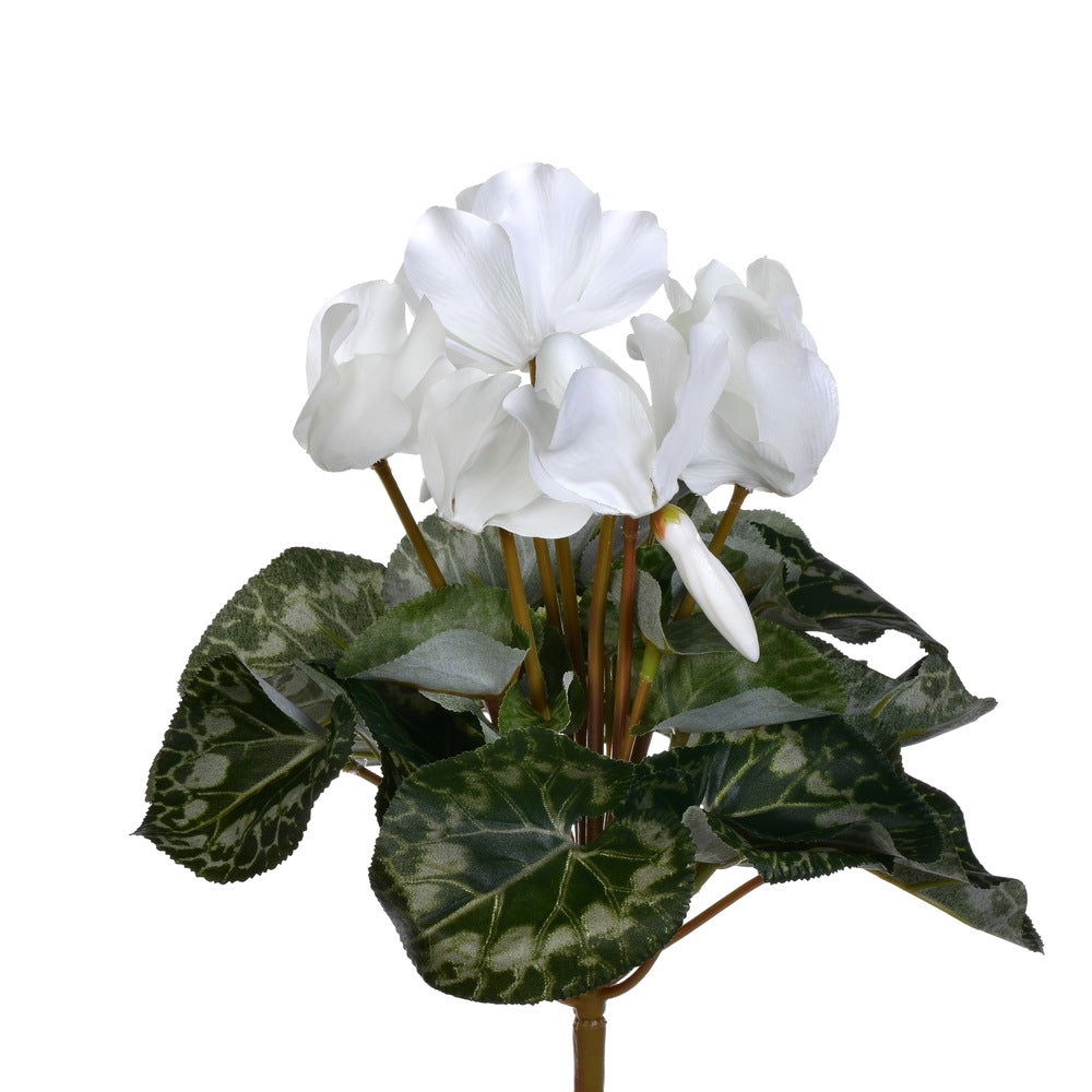 Vickerman 11" Artificial Polyester White Cyclamen Bush