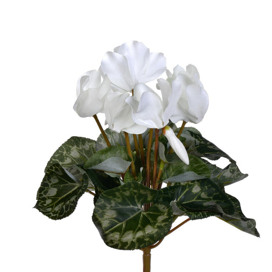 Vickerman 11" Artificial Polyester White Cyclamen Bush
