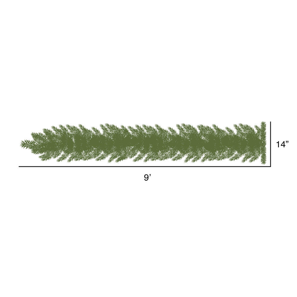 Vickerman 9' x 14" Flocked Jackson Pine Unlit Artificial Garland with 160 PVC Tips